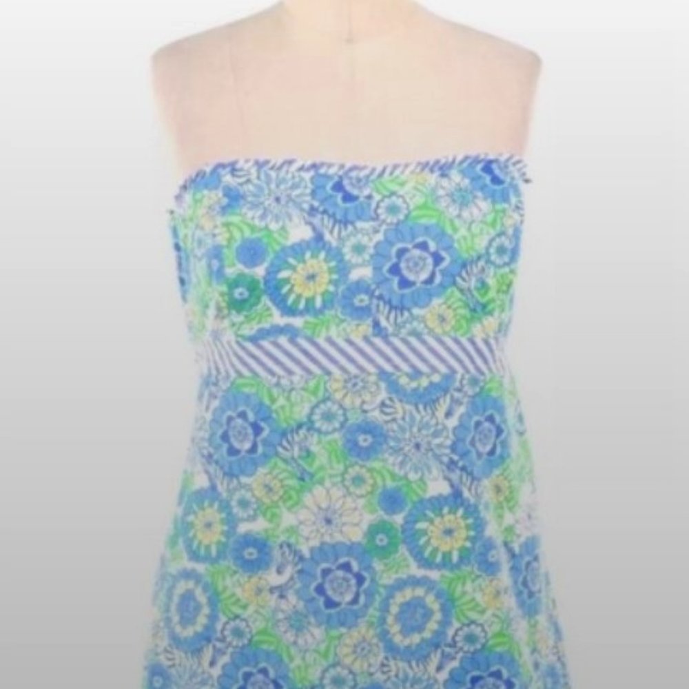 Lilly Pulitzer floral strapless blouse